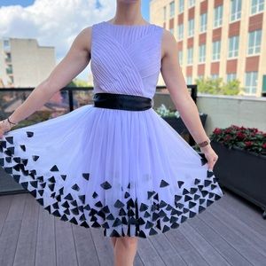 Light in the Box, Lavender Pleated Size S Short Knee Dress With Black Belt